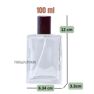 【M&P】ขวดแก้วใส ทรงสี่เหลี่ยม ฝาไม้ ขนาด 30 / 50 / 100 ml