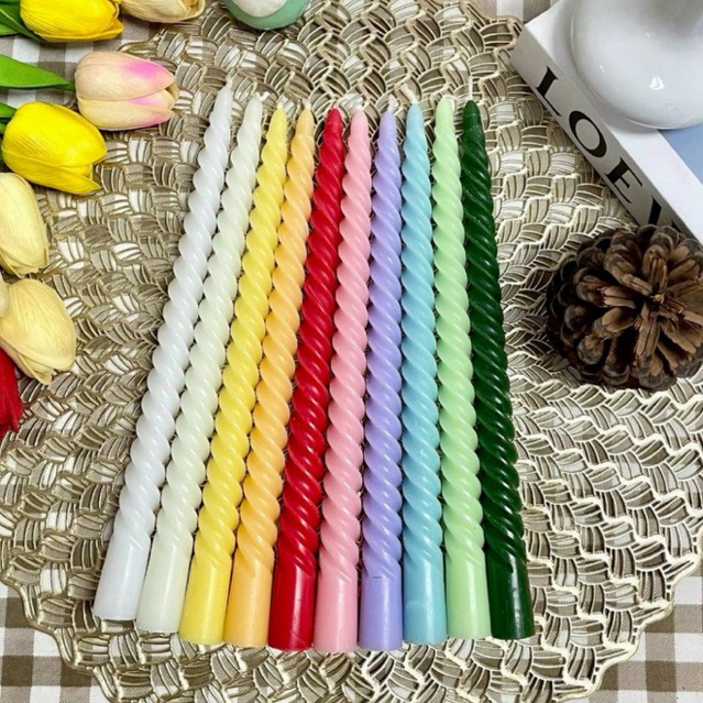TheBestStation NEW!! เทียนเกลียวปลายแหลม เทียน ขนาด10นิ้ว 6ชิ้น/แพ็ค ไม่มีกลิ่น Spiral Candles (SP10/6)