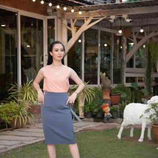 กระโปรงผ้าฮานาโกะ มีขอบ ผ่าหลัง สินค้าพร้อมส่ง S-5XL