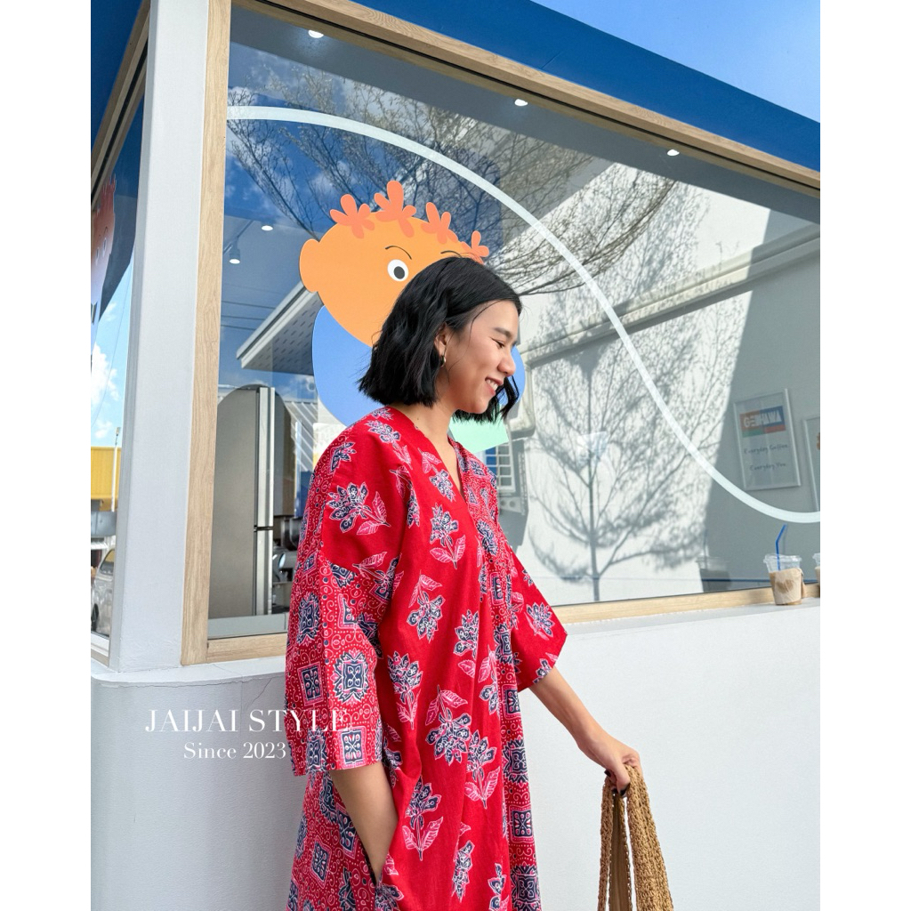 เดรสกะเหรี่ยงยาว(แขนต่อ)ผ้าฝ้ายอินเดีย - รูปที่ 2