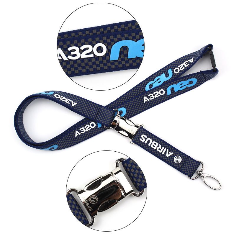 สายคล้องคอ Airbus A320neo ลายคาร์บอน สายคล้องบัตรประจำตัว บัตรพนักงาน, กุญแจ, โทรศัพท์มือถือ