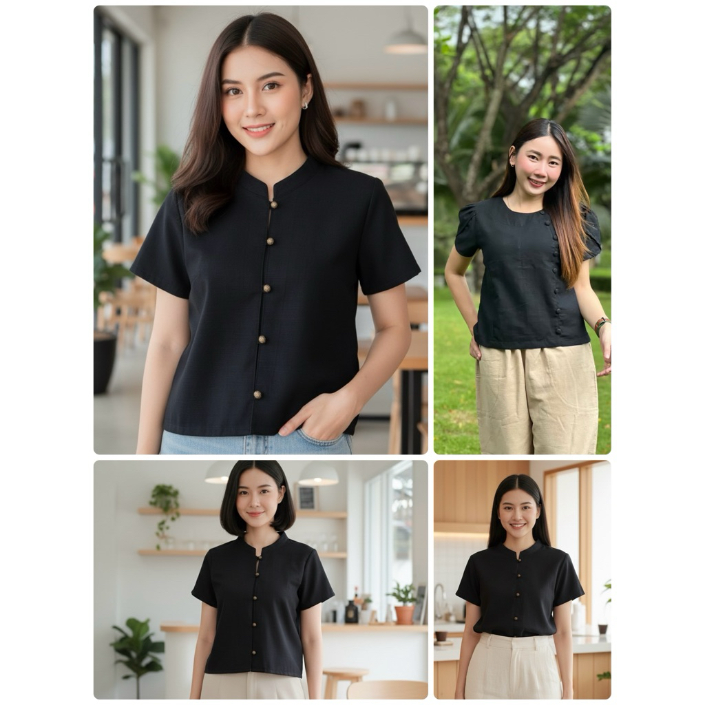 เสื้อผ้าฝ้ายพื้นเมืองผู้หญิงสีดำ