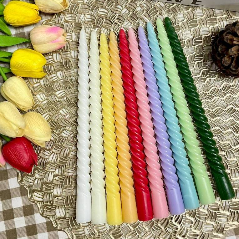 TheBestCandles เทียนเกลียว ปลายแหลม 10นิ้ว 1สี 6ชิ้น/แพ็ค เลือกสีได้ (SP10/6) New