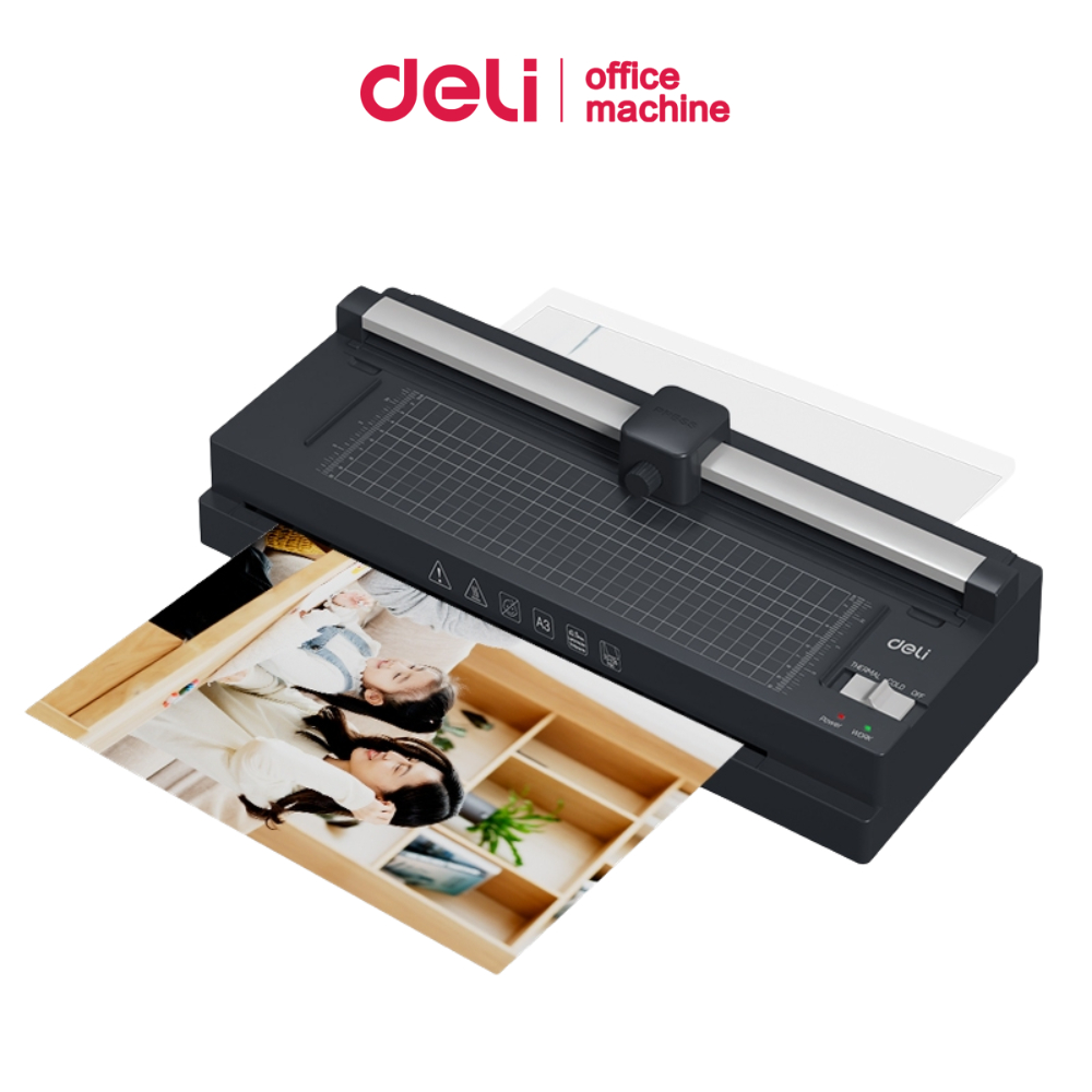 [ฟรีที่ตัดมุม] Deli เครื่องเคลือบบัตร A3 เครื่องเคลือบร้อน/เย็น อัตโนมัติ 250mm/min Laminator