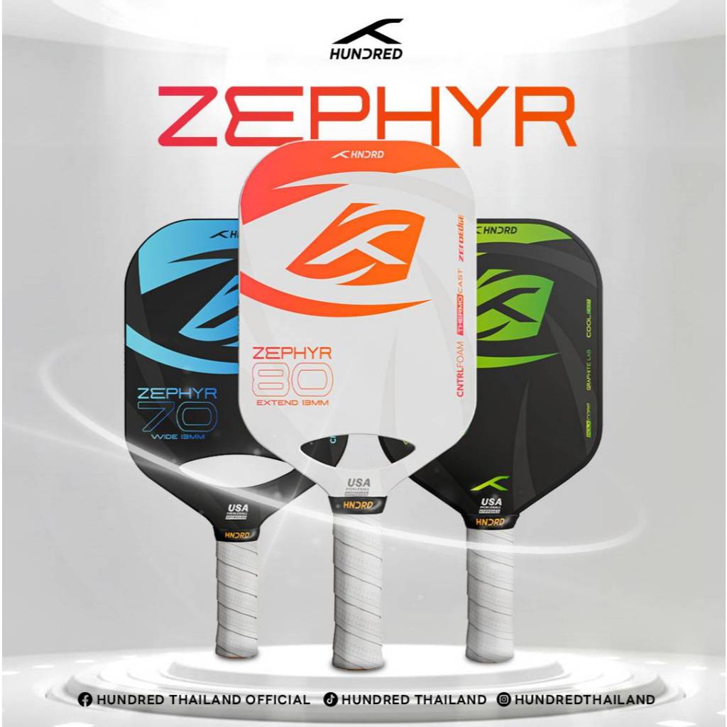 HUNDRED ไม้พิคเคิลบอล ZEPHYR series pickleball paddle + cover