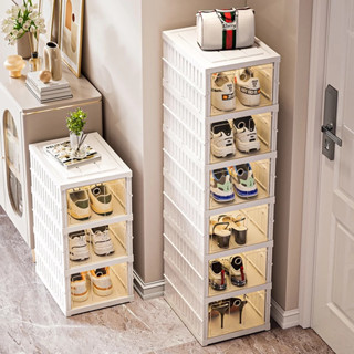 ROMO กล่องรองเท้า กล่องรองเท้าพับได้ ฝาครอบประตูแม่เหล็ก แบบ…