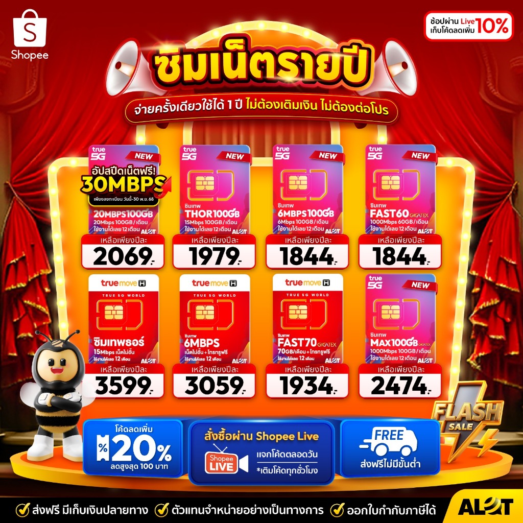 โค้ดลดเพิ่ม ทักเเชต ซิมเน็ตรายปี ซิมเทพ 5G ซิมทรู simเทพ Sim True รายปี ซิมเทพทรู ซิมเทพธอร์ เน็ตไม่