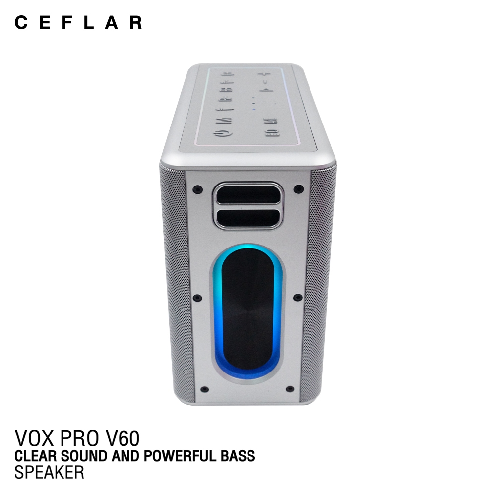 CEFLAR VOX PRO V60 ตู้ลำโพงบลูทูธ พร้อมไมโครโฟนไร้สายถือคู่ เหมาะกับการร้องคาราโอเกะ พกพาสะดวก - รูปที่ 4