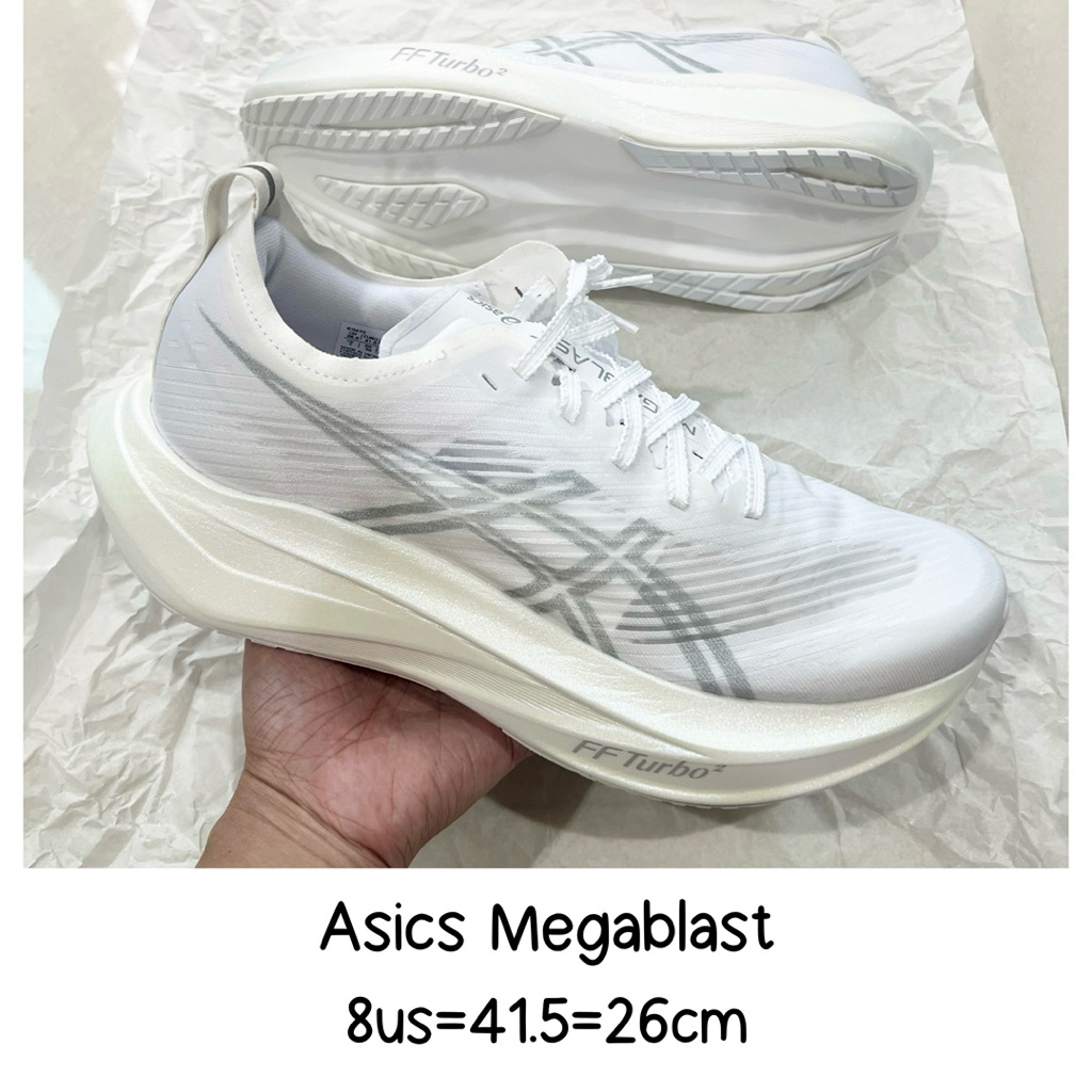 🔥Sale ไม่มีกล่อง 26cm🔥 รองเท้า Asics Megablast สี White/ Piedmont Grey