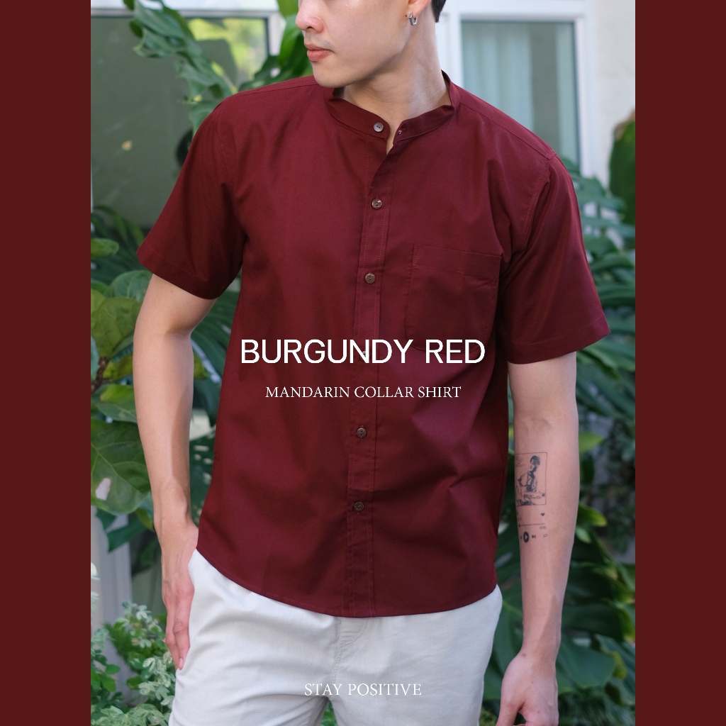 เสื้อเชิ้ตคอจีน แขนสั้น SHORT SLEEVE SHIRT mandarin collar สีเทาอ่อน(Could gray)