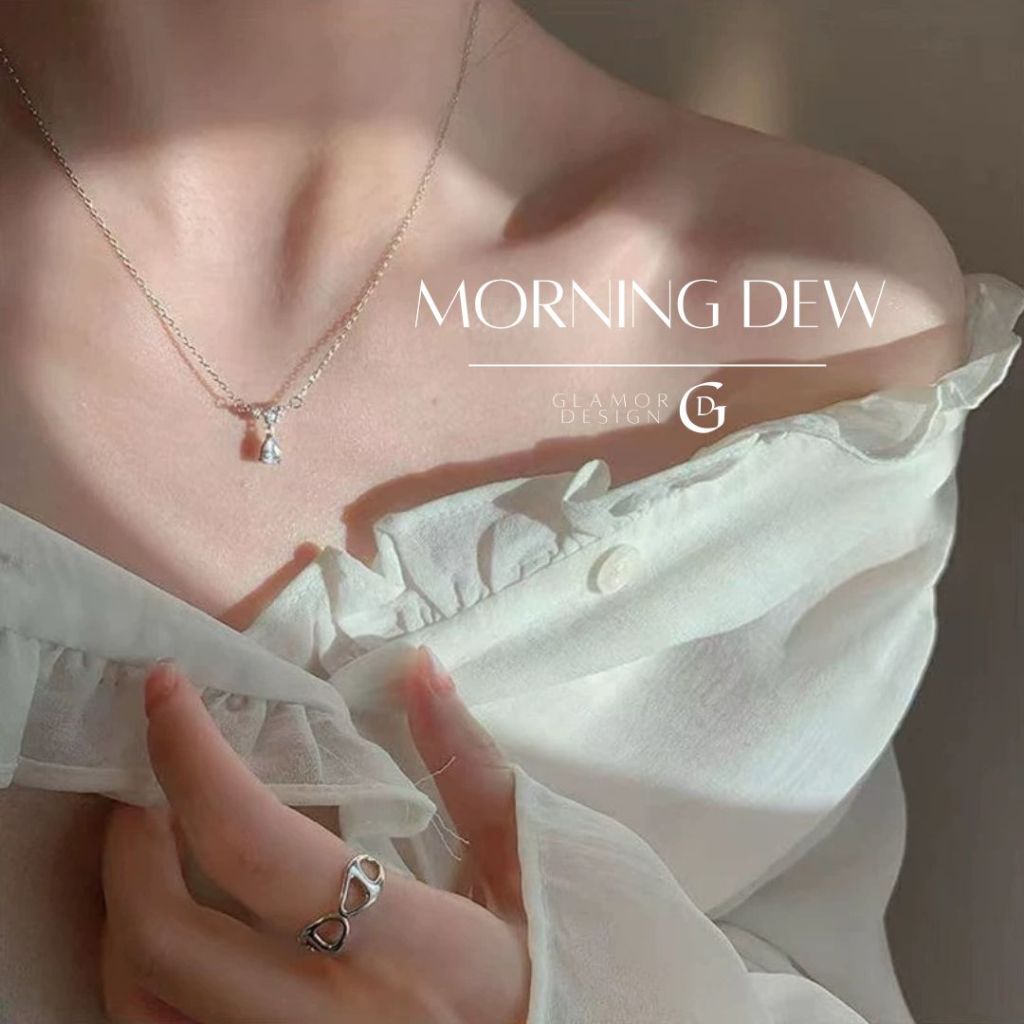 GLAMOR✨สร้อยคอเงิน Morning Dew สร้อยคอเงินแท้925 สร้อยคอหยดน้ำ สร้อยคอแฟชั่น สร้อยเพชร