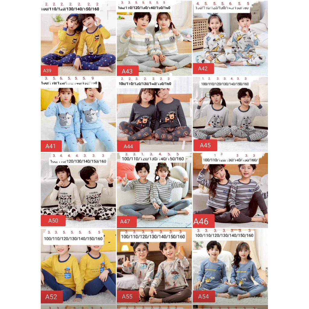 ชุดนอนเด็ก ชุดเด็กผู้หญิง ชุดเด็กผู้ชาย ชุดเด็ก เสื้อผ้าเด็ก อายุ7-12ปี ไซส์130/140/150/160