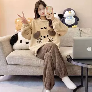 1668 E ชุดนอนผ้าขนแกะชุดนอนสาวไม่เกิน162CM ผ้านิ่ม อุ่นม๊ากกก ลวดลายน่ารัก สินค้าพร้อมส่งจากไทย
