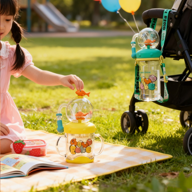 แก้วน้ำเด็ก ปลาวาฬพ่นน้ำ วัสดุ tritan Bpa free สำหรับเด็กหัดดื่ม Sippy Cup ขนาด 220ml 300ml 350ml - รูปที่ 6