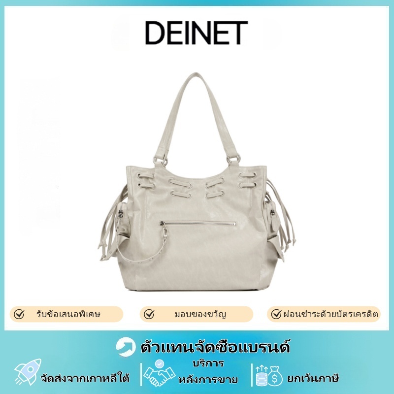 『CHICBAG』Deinet Pocket Bag Retro Rivet Motorcycle Bag ความจุขนาดใหญ่ One Shoulder Crossbody Bag Unde