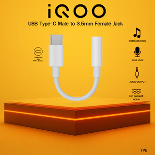 สายชาร์จ iQOO สายแปลงหูฟัง Type-C เป็น 3.5mm สายถัก,สายTPE, 2in1,สำหรับมือถือ iQoo Series