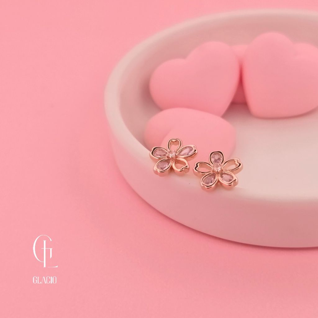 GLACIO ต่างหูเงินแท้ 92.5%      ดอกซากุระ