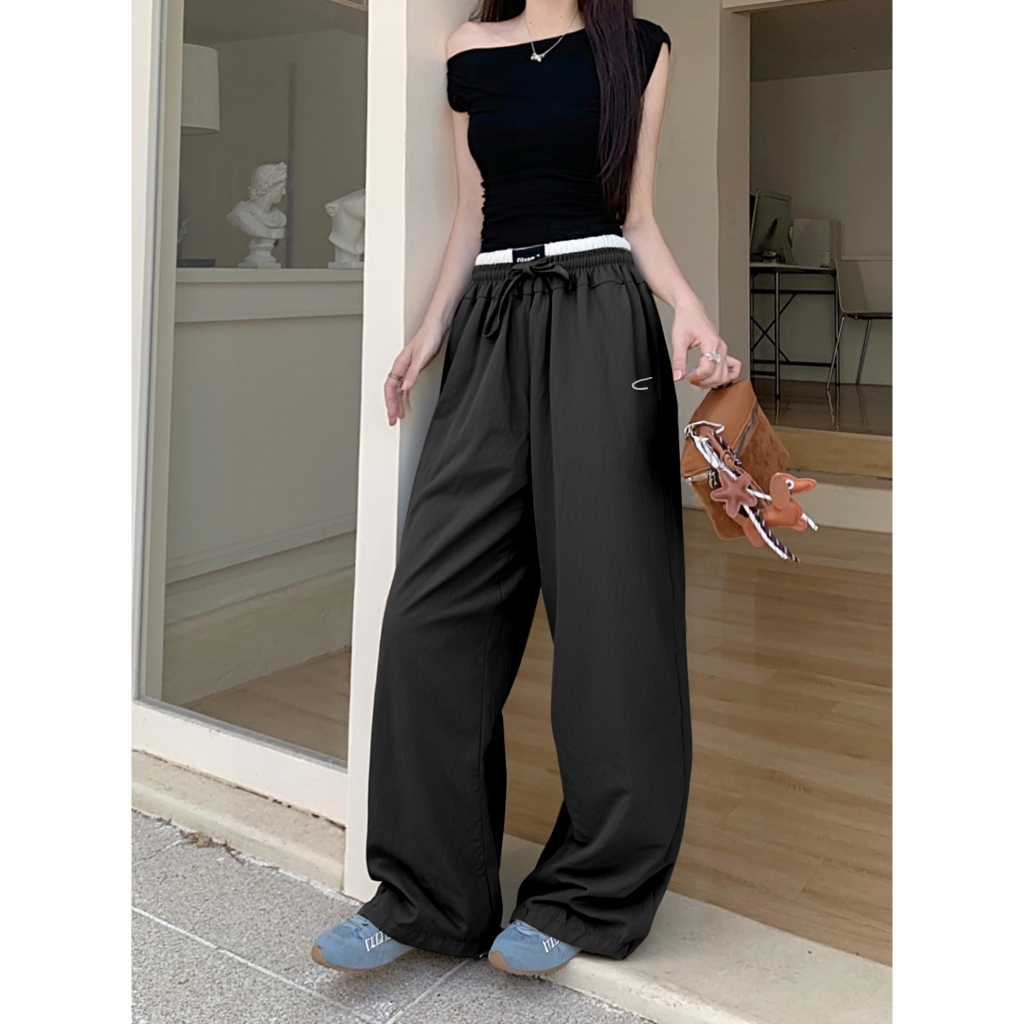 4สี กางเกงลำลอง กางเกงขายาวผู้หญิง ทรงหลวมๆ งานจีบด้านข้าง มีเชือกที่เอว#1279 - รูปที่ 5