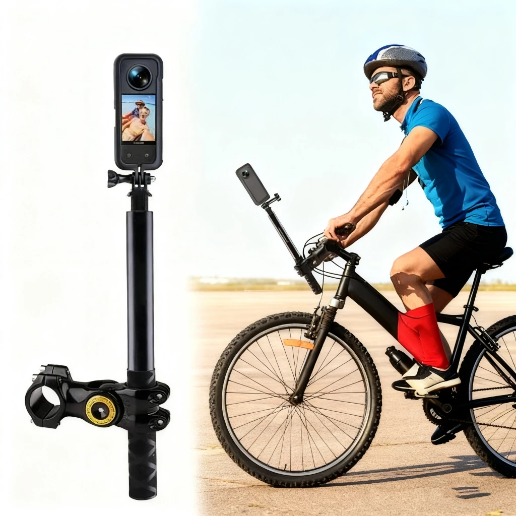 รถจักรยานยนต์ขาตั้งกล้องขาตั้งไม้เซลฟี่สําหรับ GoPro Insta360 DJI บนมอเตอร์ไซค์ จักรยาน thumbnail 3