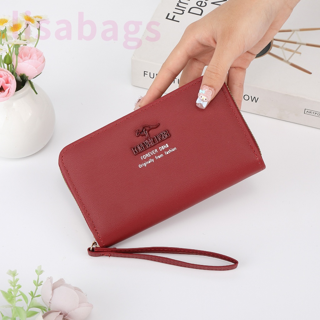 M39#กระเป๋าสตางค์ใบกลางมีช่วงใส่บัตรงทั้งหมด4ช่อง  วัดสุด:หนังPU รุ่นใหม่มีสายคล้องมือทุกใบค่ะ