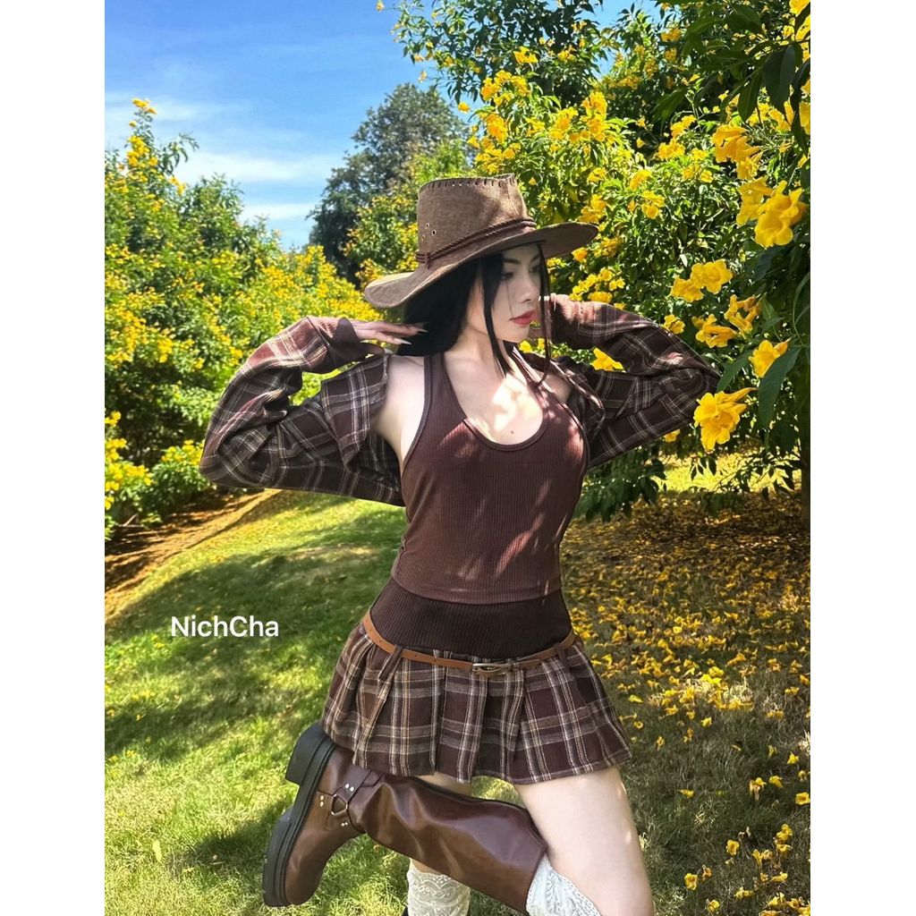 #Nicha Set 4ชิ้นคุ้มมากสาวๆ ใส่ก่อนไม่ซ้ำใครแน่นอนค่ะชุดนี้ จับแมตช์มาให้แล้ว โทนน้ำตาลครีมคือนาทีนี้ปังสุดๆๆคะ