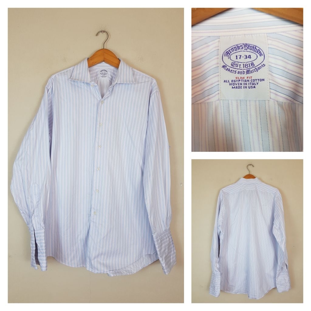 👔 BB299 BROOKS BROTHERS Cotton Long Sleeves Cufflink Shirt