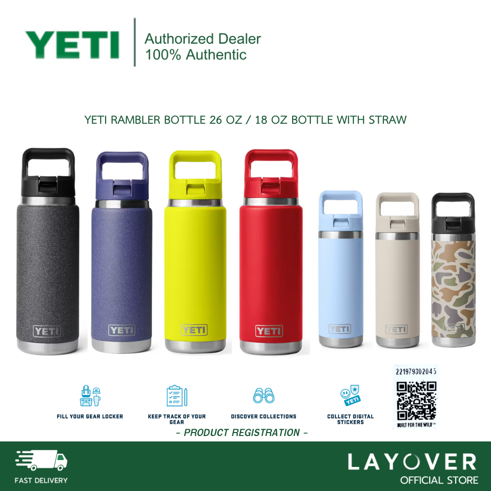 [ส่วนลด20% 20DDHBD2000E12] [สินค้าแท้ รับประกัน 3 ปี] YETI Rambler Straw Bottle - 26 OZ / 18 OZ