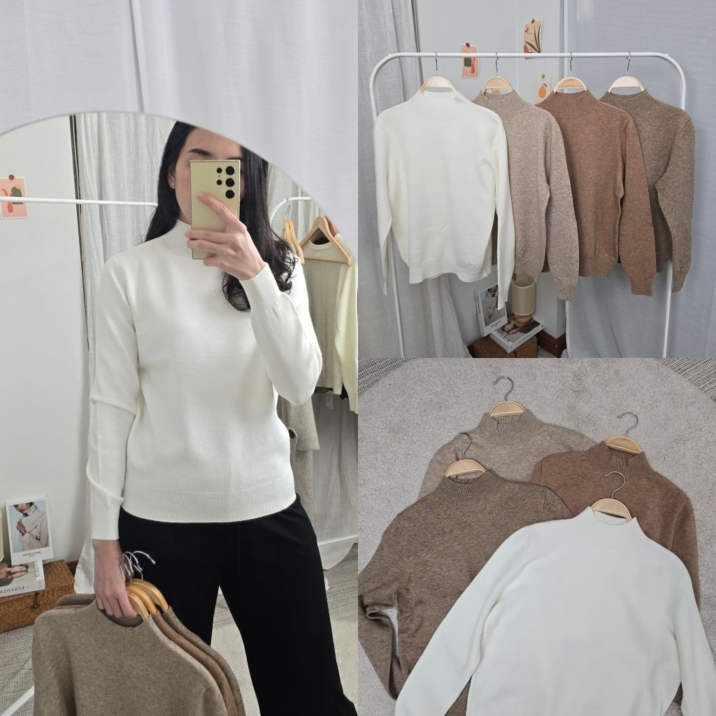 [ A96 ] เสื้อคอปีนไหมพรม เสื้อแขนยาว ผ้านุ่ม