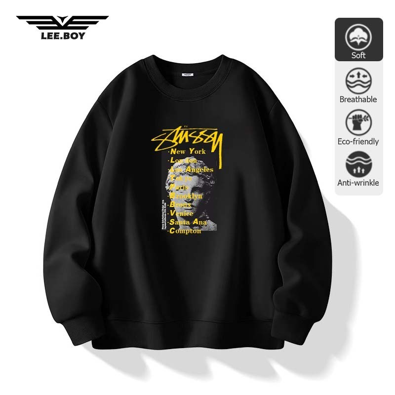 Sweatshirts เสื้อหนาว หนา นุ่ม ใส่สบาย พิมพ์ฮิปฮอป ผ้าฝ้ายไซส์ใหญ่สำหรับผู้ชาย คอกลม แขนยาว (ส่งเร็ว จัดส่งจากไทย)