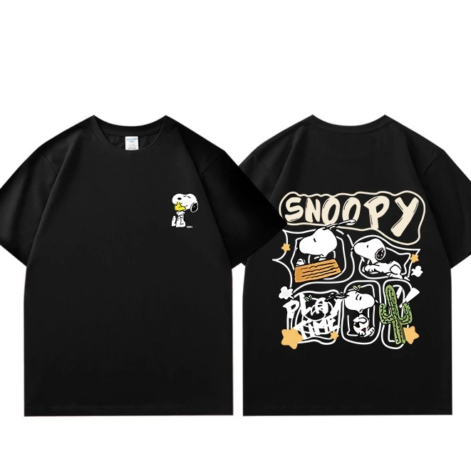 Women's Oversized Snoopy Loves Playing Style T-shirt, latest women's top | Black Women's T-shirt