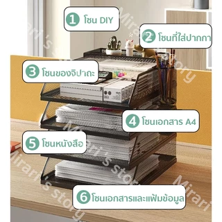 ชั้นวางเอกสาร โลหะทั้งหมด เดสก์ท็อป ชั้นวางแฟ้ม A4 ซ้อนทับ ความจุขนาดใหญ่ รวมกันอิสระ ถาดเก็บเอกสาร