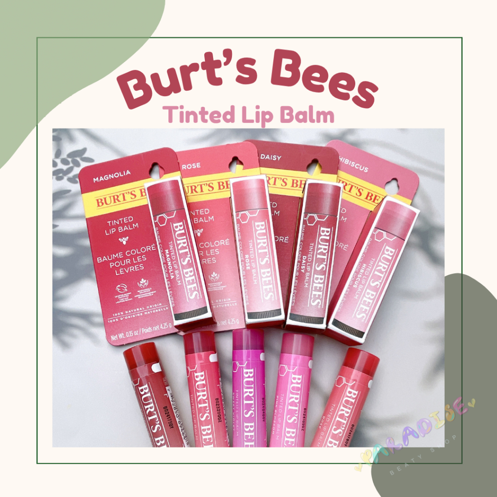 (พร้อมส่ง) Burt's Bees Tinted Lip Balm  ลิปทิ้นท์ ขี้ผึ้ง ลิปบาล์มบำรุงริมฝีปาก ของแท้ 🇺🇲