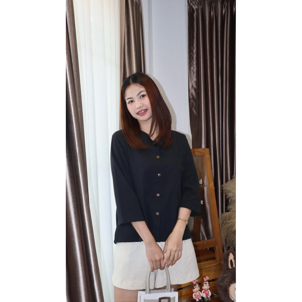 เสื้อแขนยาวคอจีนกระดุมหน้า   ผ้าคอตตอนอินเดีย สวย เรียบร้อย น่ารักมาก