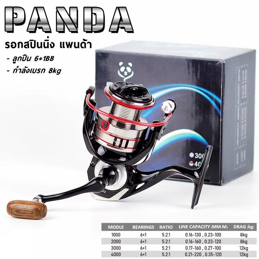 รอกสปิน PANDA รุ่น HX กล่องน้ำเงินลูกปืน 6+1 เบรก 8kg รอกราคาประหยัด