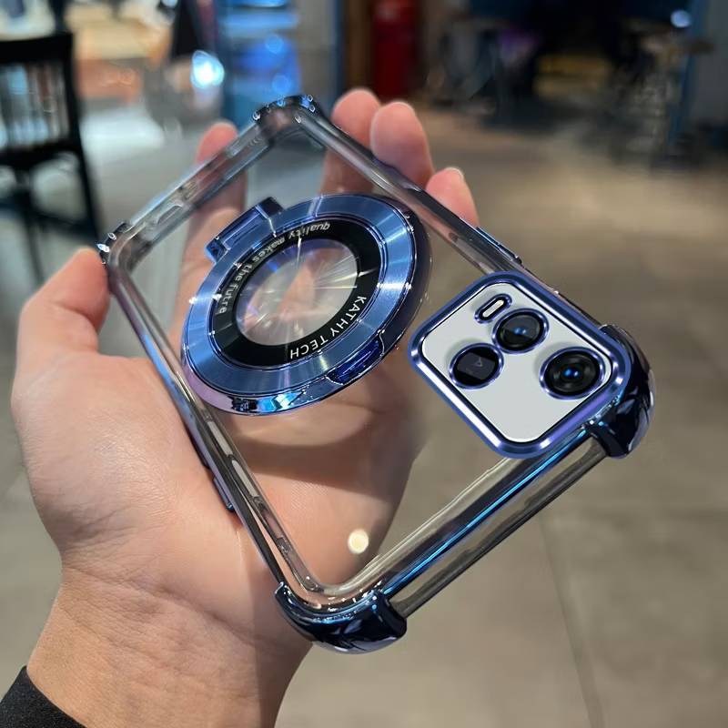 ส่งด่วน เคสใสขอบสี สำหรับ VIVO Y21 Y33S Y33T T1X กระกันแทก4มุม ตั้งได้  ขอบสี หรูหรา E2 - รูปที่ 3