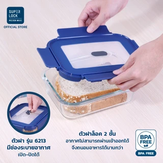 Super Lock Glass กล่องแก้วถนอมอาหาร มียางซิลิโคน ทนร้อน เข้าเตาอบไมโครเวฟและแช่แข็งได้ Blue series