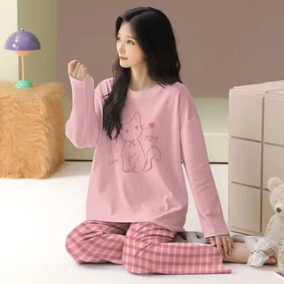 ชุดนอนผู้ใหญ่ 5XL เซ็ตแขนยาว-ขายาว ชุดนอนน่ารัก ชุดนอนลายการ์ตูน ชุดนอนมินิมอล ชุดนอนสาวอวบ (อก 24 - 48 นิ้ว)