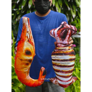 ตุ๊กตาปลาหมึกย่าง กุ้งเผา กุ้งต้ม ขนาด 50 cm. งาน3D รีดสกรีนสีสวยสดใสเหมือนจริงมากแม่