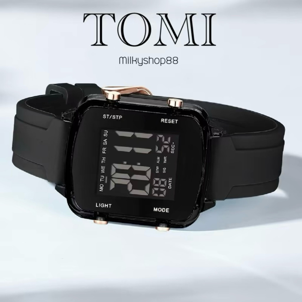 (M65) นาฬิกา TOMI รุ่นใหม่ ทรงเหลี่ยม ดิจิตอล กันน้ำ 100% ใส่ได้ทั้ง ชาย-หญิง (8สี)