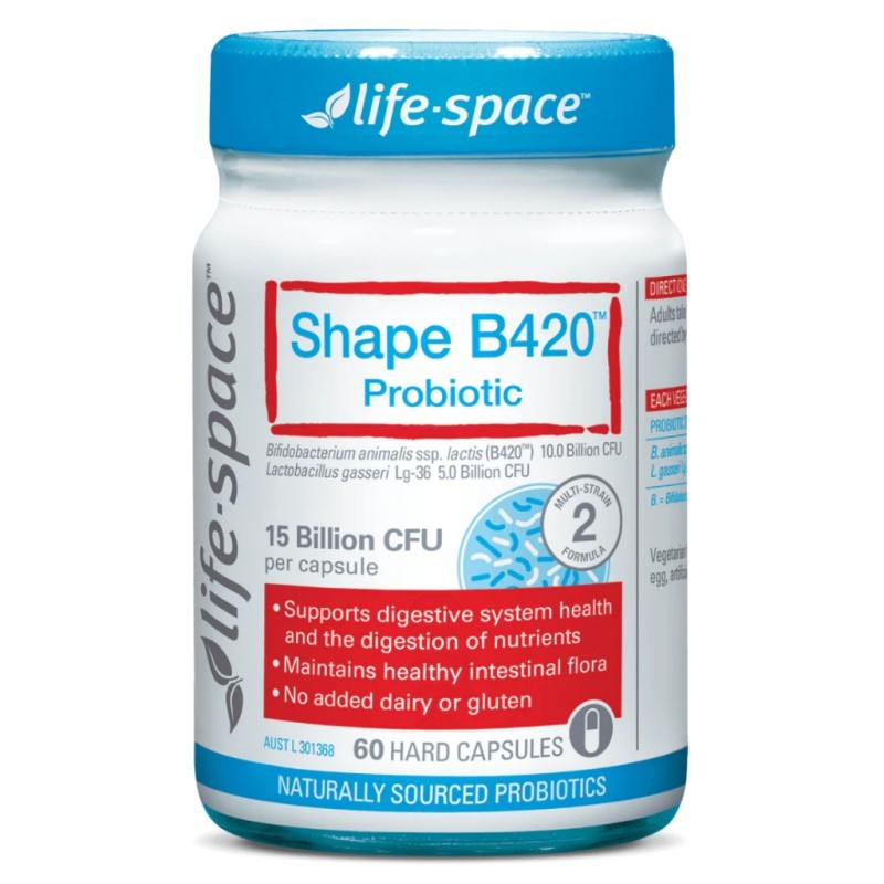 Life Space Shape B420 Probiotics 60 แคปซูลสําหรับกระชับสัดส่วนและเพิ่มการเผาผลาญไขมัน EXP: 05/27