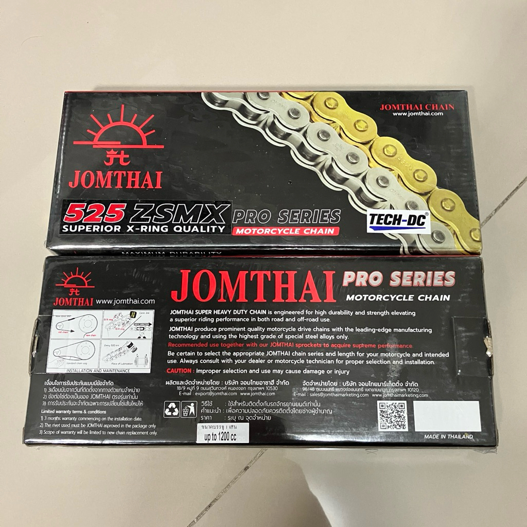 โซ่ 525 Jomthai ZSMX X-ring ข้อหนา สีทอง 124 ข้อ