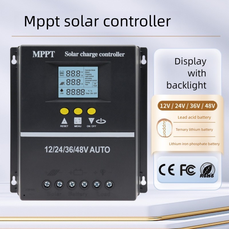 ตัวควบคุมพลังงานแสงอาทิตย์ 12V/24V/36V/48V ตัวควบคุมแผงโซลาร์เซลล์ MPPT 30A/60A/80A/100A