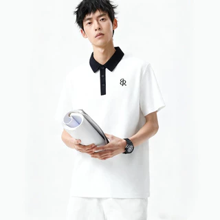 B&R สไตล์ญี่ปุ่น เสื้อโปโลผู้ชาย ผ้าวาฟเฟิล การออกแบบประกบ หลวมและหลากหลาย