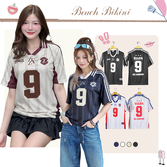 💛ส่งไวจากไทย🤍ZUZA 9 JERSEY - เสื้อคอปกแขนยาว ผ้าไมโครฯ ทรง งานพิมพ์คมชัด ผ้านุ่มลื่น สวมใส่สบาย
