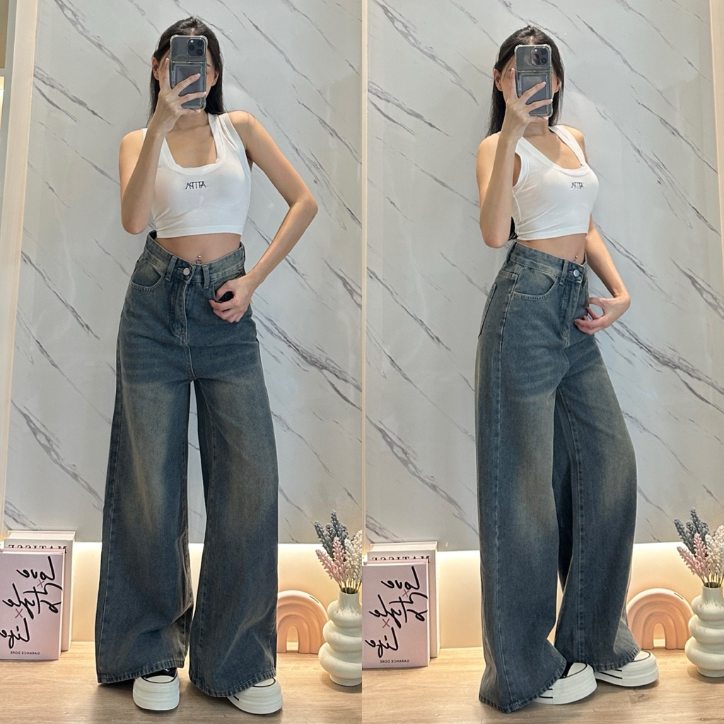 Baggy Jeans สี moon light  #2020 กางเกงยีนส์ผ้าไม่ยืดใส่ได้ every day look ผู้หญิง Clothing เสื้อผ้า