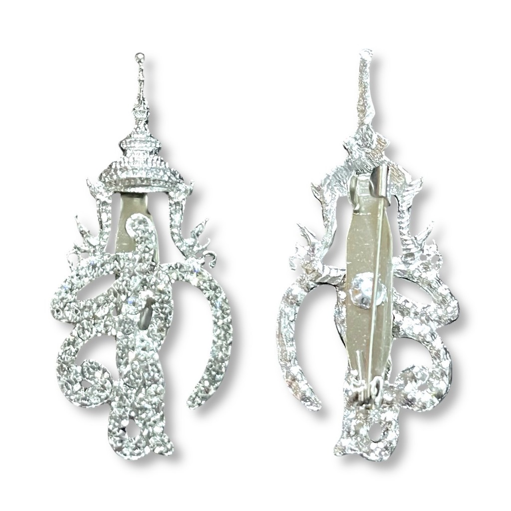 พร้อมส่งจากไทย ชฎาเข็มกลัดริบบิ้น ขอบเงิน รูปโบว์ เข็มกลัดติดเสื้อไว้อาลัย โบว์ขาวดำ โบว์ไว้ทุกข์ พร้อมส่ง - รูปที่ 4