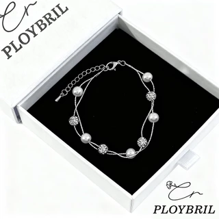 PLOYBRIL💕Kroean 925 Sliver ลูกปัดชุบ Starry Sky Pearl Shining Brightly สร้อยข้อมือปรับผู้หญิงเครื่องประดับของขวัญ S015