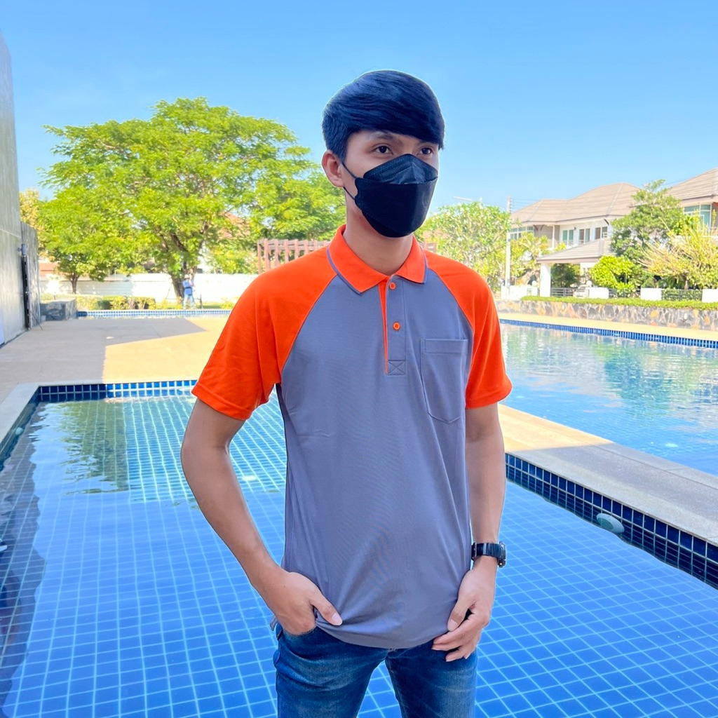 โปโลสโลปเทาดินเเขนส้มชายหญิง