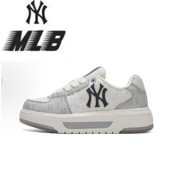 MLB low cut board shoes gray 【ของแท้ 100%】