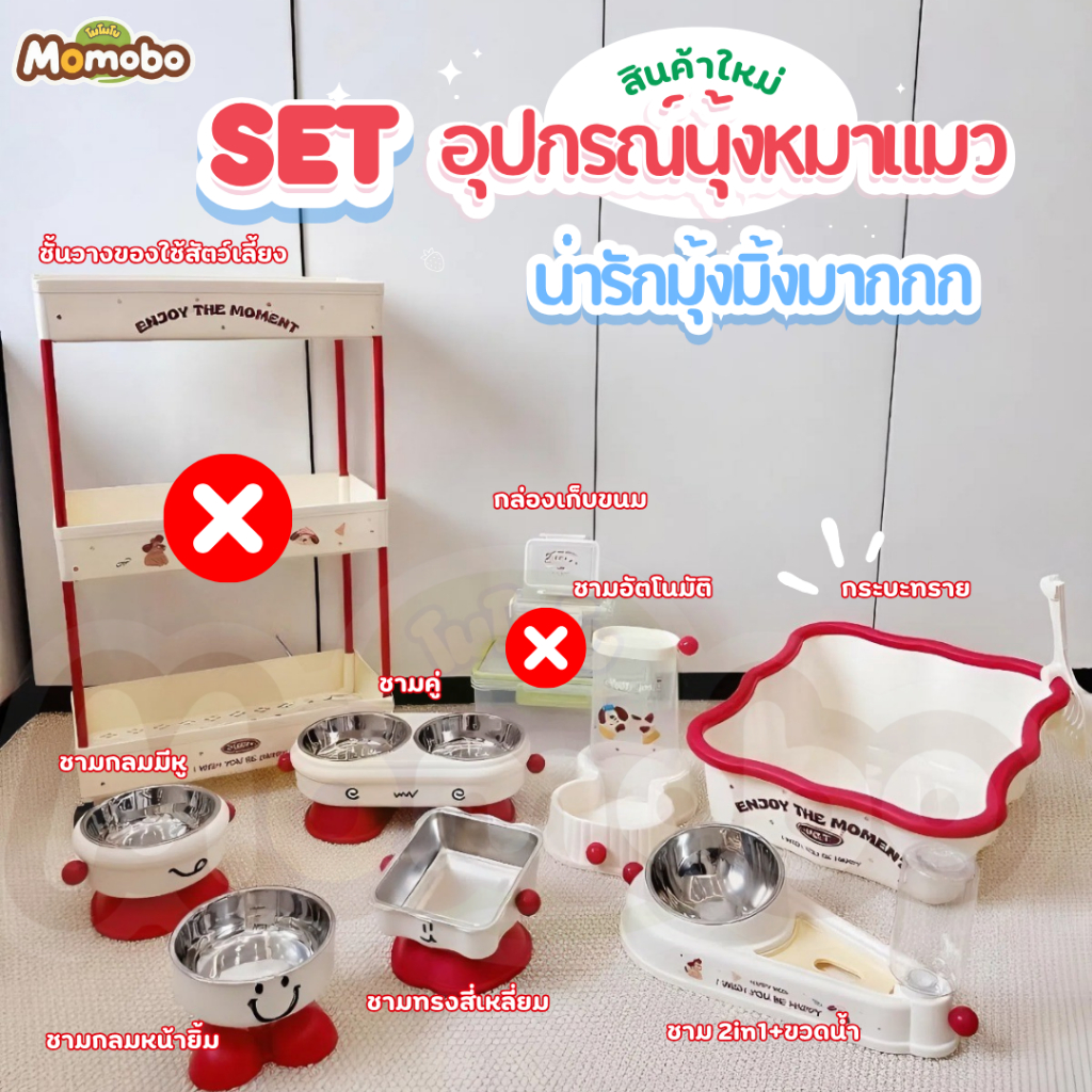พร้อมส่ง🚩เซ็ตแยก 🐶อุปกรณ์ชามสัตว์เลี้ยง ชามให้อาหารสัตว์อัตโนมัติ ชั้นวางของสัตว์ กระบะทรายแมว+พลั่ว